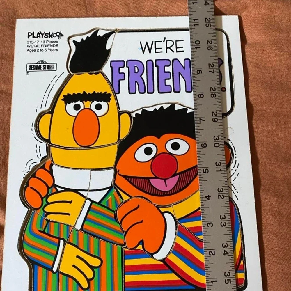 Playskool Sesame Street Bert & Ernie We're Friends Wooden Puzzle Vintage 1976